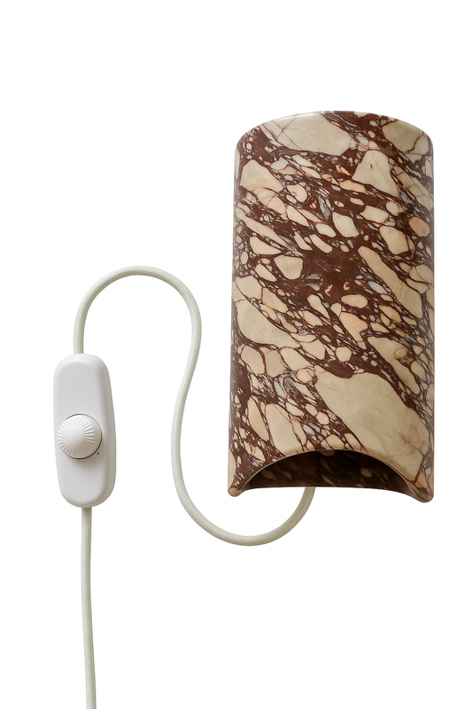Marble wall lamp, calacatta viola