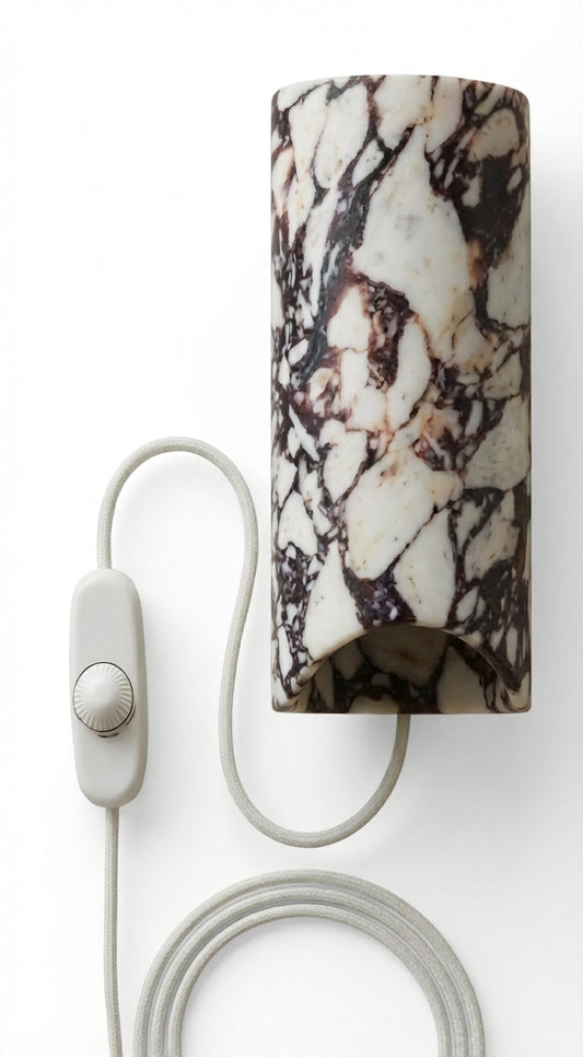 Marble wall lamp, calacatta viola