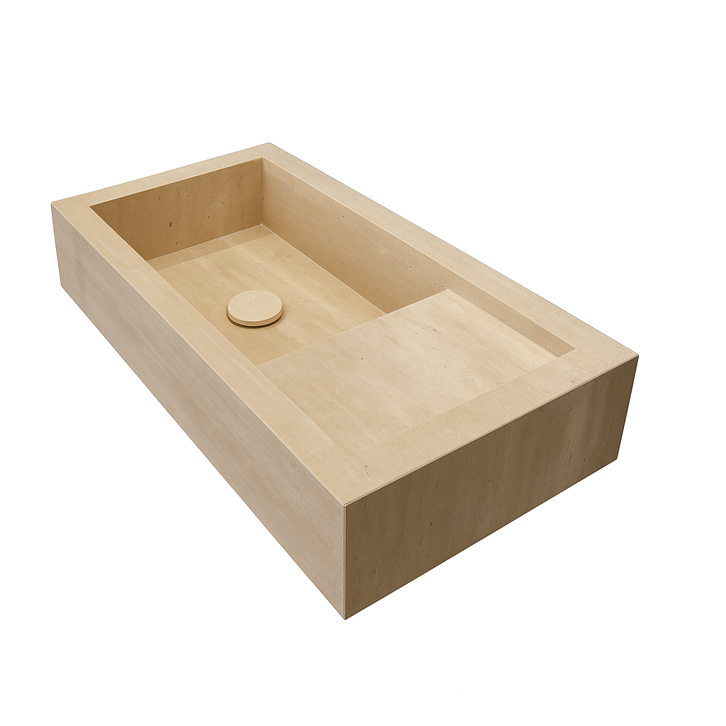 Vask, beige travertin, L75 x B40, Model 10