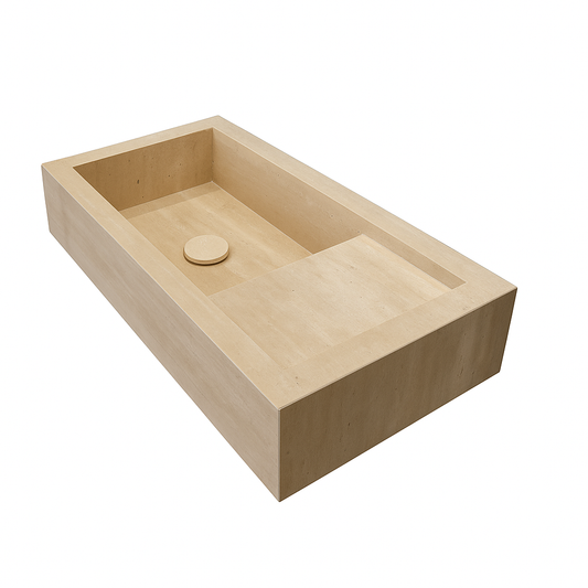 Vask, beige travertin, L75 x B40, Model 10
