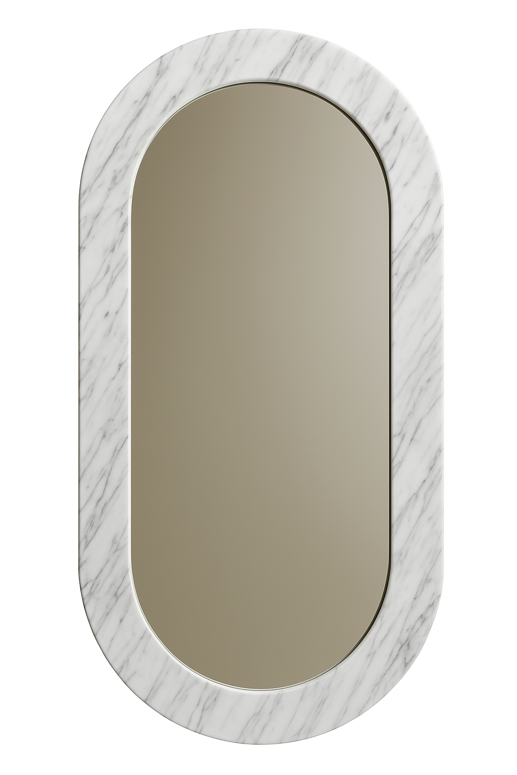 Oval wall mirror - white Arabescato