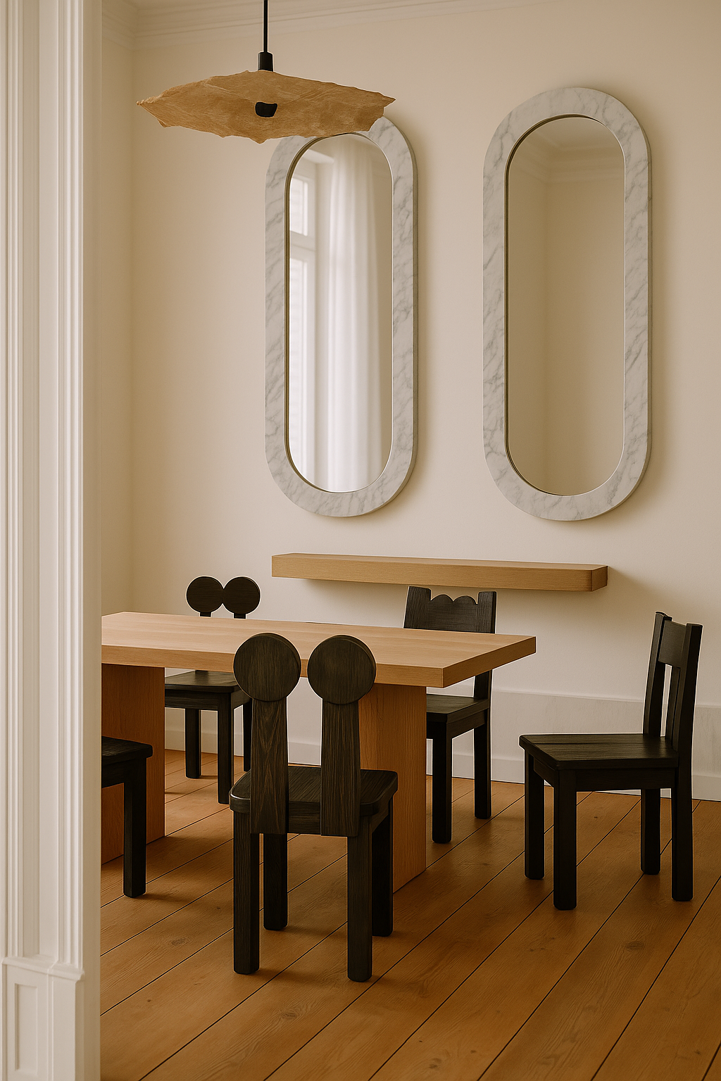 Oval wall mirror - white Arabescato