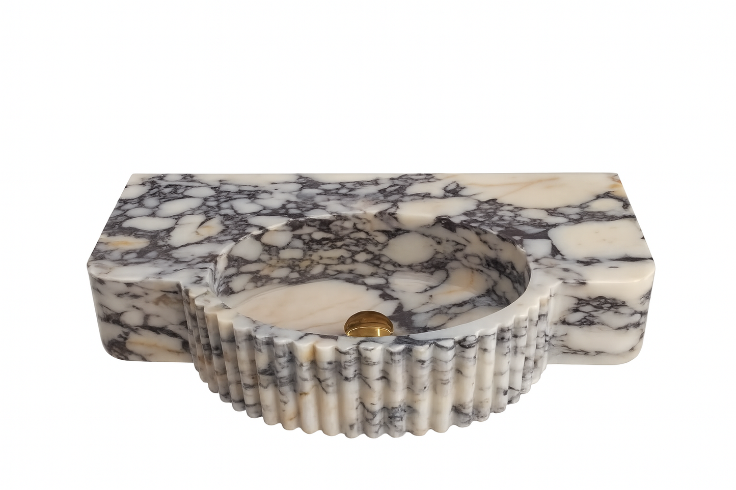 Vask i Calacatta Viola med afsætningsplads, L: 75 x D: 42,5 cm