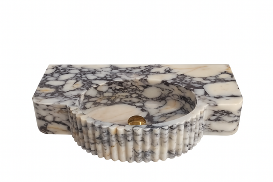 Vask i Calacatta Viola med afsætningsplads, L: 75 x D: 42,5 cm