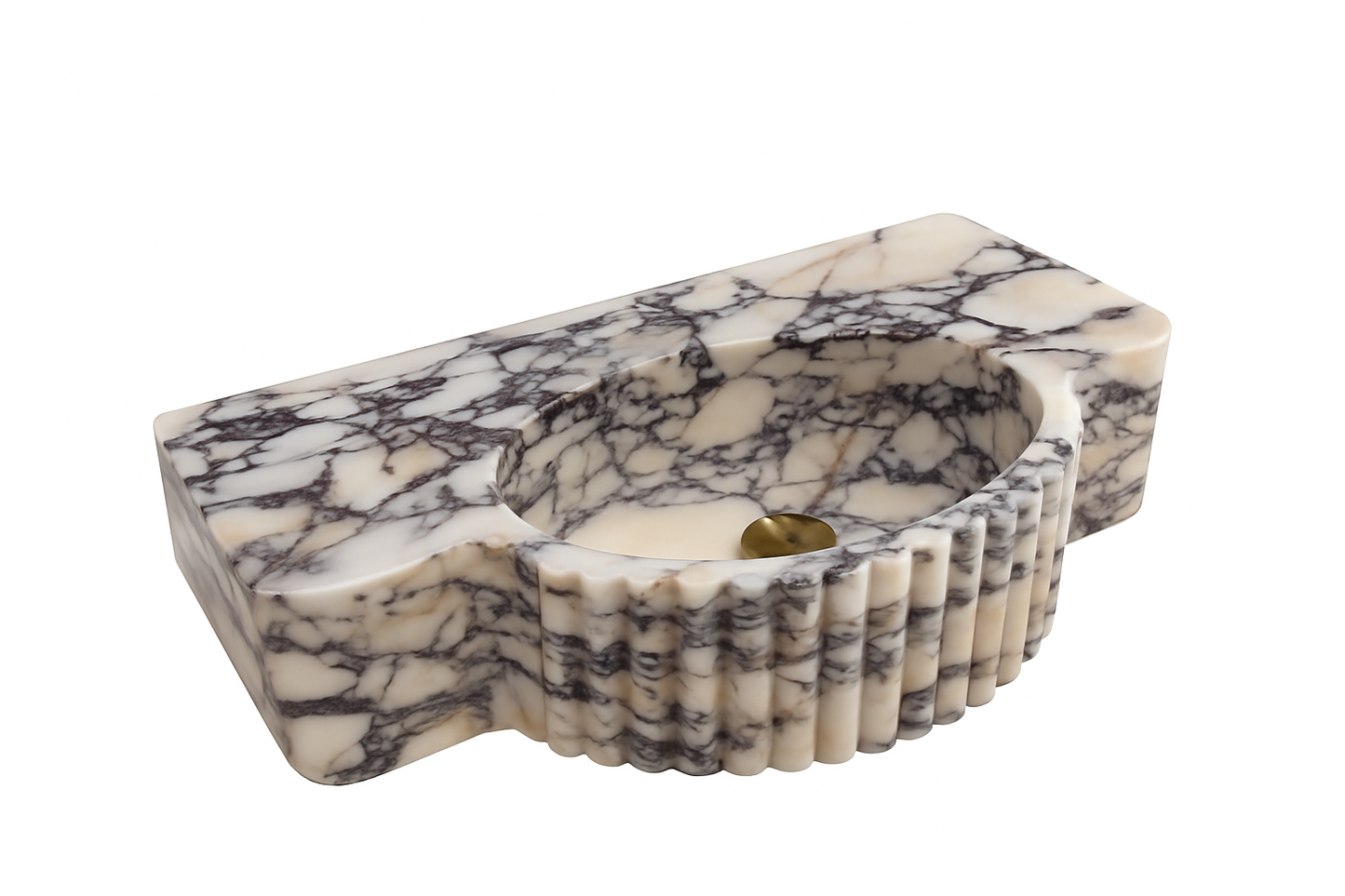 Vask i Calacatta Viola med afsætningsplads, L: 75 x D: 42,5 cm