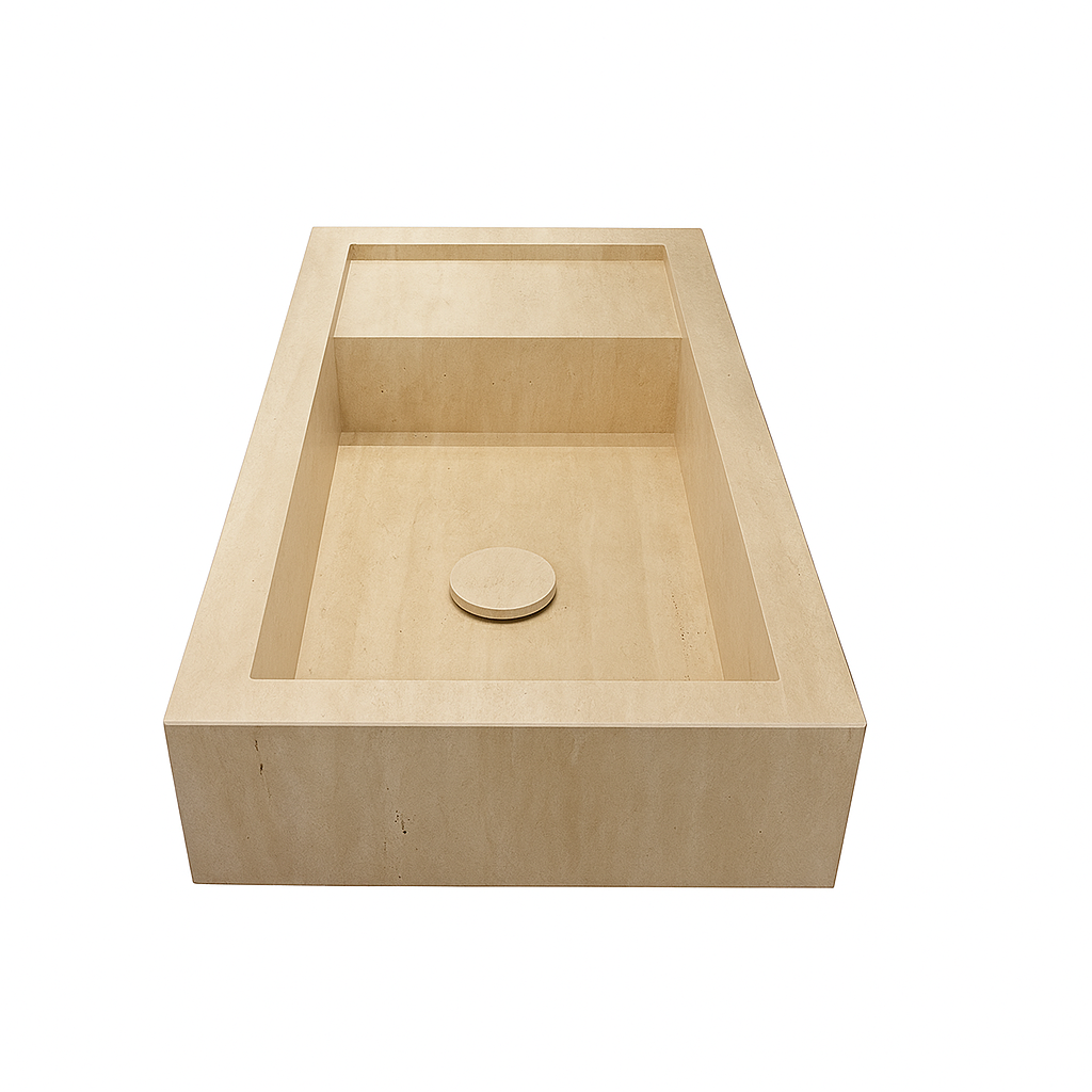 Vask, beige travertin, L75 x B40, Model 10