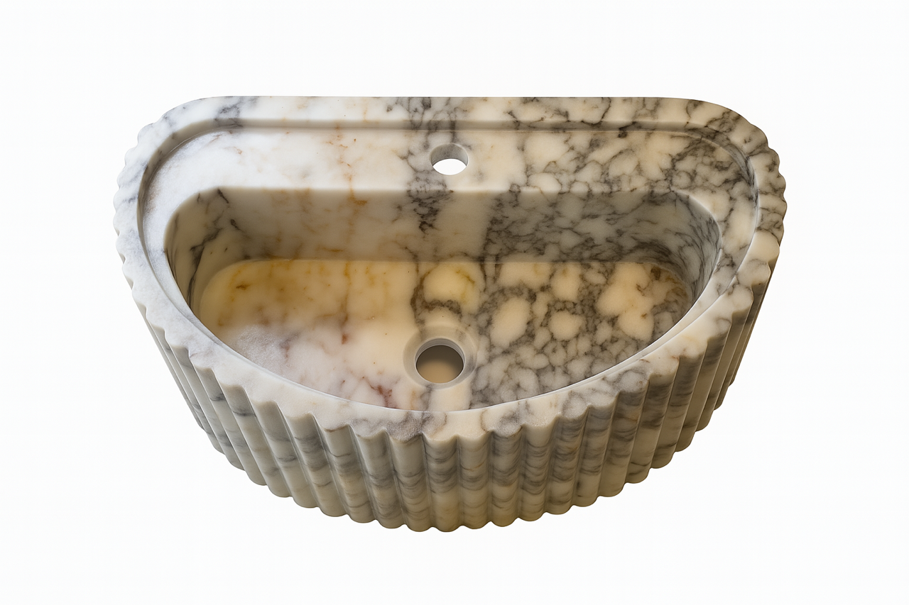 Kurvet vask til vægmontage, L50 x B30, model 11